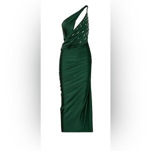 Baobab one shoulder Lia Dress in color Goblin with silver accents size medium